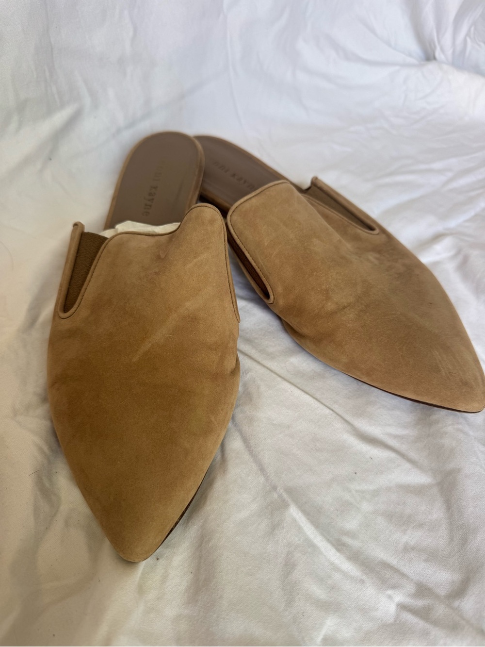 Jenni Kayne Tan Suede Pointed-Toe Slip-On Mules size 10